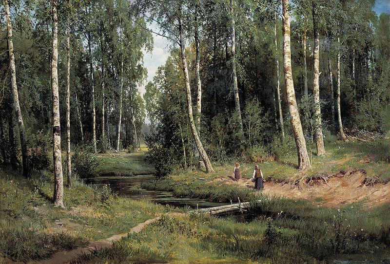 Ivan Shishkin Bach im Birkenwald oil painting picture
